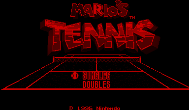 Mario's Tennis title screen for Virtual Boy